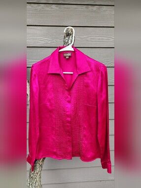 Studio 1940  100% Silk Hot Pink Blouse